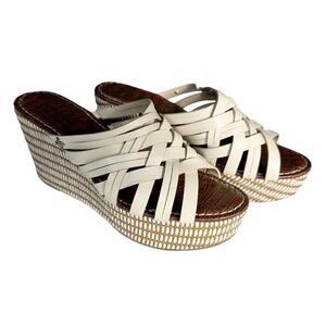 Sam Edelman Woman's Sz 10 Devon Ivory Strappy Platform Wedge Sandals
